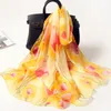 S1242 Hot Summer Women Slik Scarf Sun-screen Colorful Chiffon Shawl Wraps Florals Scarf Thin Beach Scarves