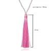 New Designer Long Tassel Pendant Necklaces High Quality Artificial Crystal Bead Chain Necklaces for Women 10 Colors