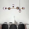 Nordic Uzun Cam Ball Bar Avize Tasarımcısı Yaratıcı Kişilik Model Odası Yemek Masası Kolye Işıkları Kolye Işıkları Cam