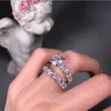 Moda- Fede nuziale in argento per gli amanti ARGENTO Colore cristallo CZ Anelli per coppia Set completo Zirconia Fedi nuziali per fidanzamento da donna Gioielleria raffinata