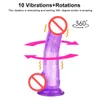 Kvinna Onani Cystal Dildo 10 Speed ​​Vibration Rotation Simulerad Penis USB Laddning Penis Sexleksaker för kvinnor J1734
