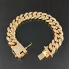 Męskie Hip Hop złota bransoletki Biżuteria Symulowana diamentowa kryształ kryształ mrożony łańcuch Braceletów Miami Cuban Link Bransoletka 6306057