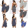 Bad Striped Handduk Badrock Strand Klänning Fast Torkvatten Klädsel Wrap Kvinnor Ärmlös Handdukar Robe de Plage Beach Dress Holiday Ljja2421