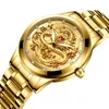 Nya varum￤rkesguld Dragon Watches Ruby rostfritt st￥l kvarts manliga mode diamanter armbandsur charm man aff￤rsklocka200l