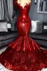 Red Sequins Long Prom Sheer Tulle Lace Applique D Floral Layered Ruffles Floor Length Formal Evening Dresses BC