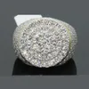 Wholebig Round Puffed Marine Micro Paled CZ Ring Hip Hop Rock Style Full Bling Iced Out Cubic Zircon Ring Luxury SMYECT