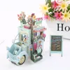 Handmade sculpté anniversaire carte postale de carte postale invitation kirigami flower voiture coloré 3d coupe carte de voeux de mariage décoratif1