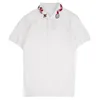 Men's Turn Neck Stretch Polo Shirt With Multi Snake Embroidery Summer Polos Casual Short Sleeve Tops