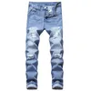 Jeans masculinos homens rasgados skinny angustiado destruído calças jeans masculino biker buraco slim fit casual tamanho asiático