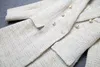 Runway 2019 Designer Blazer Women's Double Breasted Metal Button Long Sleeve Notched Collar Jacket Wool Blends Tweed Blazer Coat CJ191201