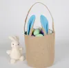 Rabbit Ear Cotton Linen Easter Egg Bag Bunny Ear Shopping Tote kids Jute Cloth Hand-painted DIY Creative Candy Gift Bag Round Bottom