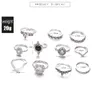 Silber Retro Antikes Silber Diamant Glas Mond Ring Set Retro Knuckle Ring Set für weibliche Mädchen Gestapelte Ringe Set Hohl geschnitzt