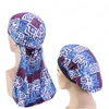 Nouveaux hommes motif africain imprimé soyeux durag et bonnet 2 pièces ensemble femmes ankara bonnet casquette hommes longue queue Durags vague casquette sommeil casquette