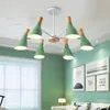 Macaron Color Semi Flush Mount Ceiling Lamp Hotel Restaurant Hall Bedroom Baby Room Green Pink Colorful Iron Wood Bird Lighting