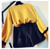 Fashion-R Women O Neck Bow Tie Up Sweter Split Side Sweter Słodki Spring Dzianiny sweter Luźny Rękaw Flare