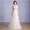 2019 Vestidos De Novia A Line Sexy Deep-V Back Bead Lace Long Tulle Wedding Dresses Backless Ribbon Colorful Blush Pink Bridal Gowns 1197