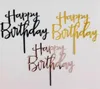 300 sztuk Cute Happy Birthday Rose Gold Cake Toppers Złoty Brokat Akrylowe Cupcake Flaga Ciasto Dekoracje Party Prezenty SN1127