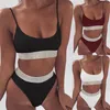 Baddräkt brasilianska kvinnor push up bh bikini set triangle tjejer strand badning badkläder split bikinis mousserande