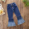 Spring Autumn Girls Jeans Bell-Bottomed Pants Spring Children Byxor Outfits For Girls Cut Denim Pants Long Trousers Children kläder