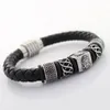 8MM Retro Genuine Leather Bracelet for Men Never Fade Stainless steel Buddha Charms Bead Bangles Jewelry with Magnet Clasp