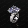 Europe and America Men Women Ring Yellow Gold Plated Bling Ice Out Big Diamond CZ Stone Ring for Men Women Nice Jewelry