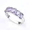 LuckyShine New Arrival Full New Oval 5- Stone Natural Amethyst 925 Sterling Silver Plated For Women Charm Gift Idea Rings Shi248D