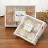 4 and 6 pack Drawer Kraft paper Mid-Autumn Festival Moon cake box Frosted transparent Egg-Yolk Puff pastry Packaging Boxes