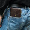 Men's RFID Blocking Genuine Leather Trifold Zip-around Wallet with Double Zipper & Chain Buckle Elegant Gift