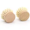 Kitchen Cleaning Brush Bamboo Long Handle Sisal Wash Pot Dishes Brush Can Replace Brush Head 23cm