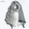 Wholesale Brand Winter Scarf Men Warm Soft Tassel Bufandas Cachecol Gray Plaid Woven Wrinkled Cotton linen Women Scarves spring summer