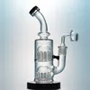 8 인치 12 팔 트리 퍼크 오일 굴착 물 담뱃대 두꺼운 유리 봉 더블 트리 여과기 Dab Rig 14mm 조인트 워터 파이프 버블 러 파이프 YQ01