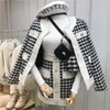 Neue Herbst und Winter Retro einreiher Plaid Tweed Mantel + High-taille Kurzen Rock Zwei-Stück Set frauen Woolen Rock Sets