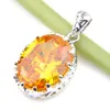 Luckyshien 925 Sterling Silver Plated Oval Brasilien Citrine Gems Pendants Ryssland Amerikanska Holiday Gift Halsband Pendants