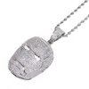 24K Gold Plated Iced Out Big Iron Men Necklace Pendant Micro Paled Cubic Zircon Charm Bling Bling Hip Hop Jewelry285k