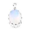 Luckyshine para mujeres bodas joyería Oval blanco Arco Iris Luna gema colgantes 925 plata esterlina plateado colgante collares