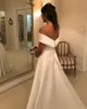 Elegant Bateau Neck Wedding Dresses Sweep Train A Line Satin Bridal Gowns Custom Made Simple Plain Wedding Gowns Buttons vestidos de festa