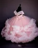 Robes de fille de fleur perlées en dentelle rose robe de bal fleurs faites à la main pas cher robes de mariée petite fille robes de fille vintage robes2414770