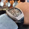2 Styles Luxury Watches Vanguard Full Diamonds Automatic Mens Watch V 45 SC DT Dense Diamond Dial Leather Strap Gents Wristwatches234q