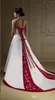 Red And White Satin Embroidery A Line Wedding Dresses retro Strapless Sweep Train Wedding Dress Bridal Gowns vestidos Plus Size Custom