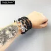 Bransoletka Dragon Rebel Fashion Thomas Style Punk Moda Biżuteria Prezent Dla Mężczyzn Kobiety, w 925 Sterling Silver and Black Obsidian