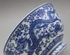 China porcelana antigua azul y blanco doble dragones cuencos
