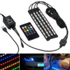 4pcs auto USB 5050 SMD 9 LED RGB Lights Strip Atmosfera interna Lampada al neon Controllo musicale + telecomando IR