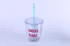 The latest creative all-purpose beverage Drinkware, round solid color straws, environmental protection with sequins, double-layer plastic YE cup