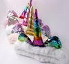 Kids Unicorn Horn Sequined Plush Hair Band Christmas Party Cat Ear Headwrap Soft Headband for Girl Women