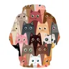 Felpe con cappuccio da uomo Felpe con cappuccio da uomo alla moda con cappuccio Cute Cat Pattern Collage 3d Print Giacca con cappuccio casual unisex