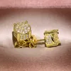 Unisex Men Women Earrings Studs Yellow White Gold Plated Sparkling CZ Simulated Diamond Earrings For Men Women