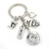 Nieuwe aankomst Diy 18mm Snap Jewelry Cup Cake Baker Key Chain Handtas Charm 18mm Snap Keychain Key Ring Baking Bakers geschenken voor mannen vrouwen