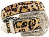 Cintura da donna con strass multicolore Cowgirl con cintura borchiata Cintura occidentale in pelle stile leopardo per donna3410244