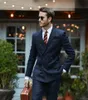 Navy Blue Groom Tuxedos Double-Breasted Men Wedding Tuxedos Notch Lapel Jacket Blazer Popular Men Dinner/Darty Suit(Jacket+Pants+Tie) 1162