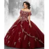 بورجوندي كرات ثوب Quinceanera فساتين تول حلوة فساتين الأميرة لفستان عيد ميلاد Vestidos 2630